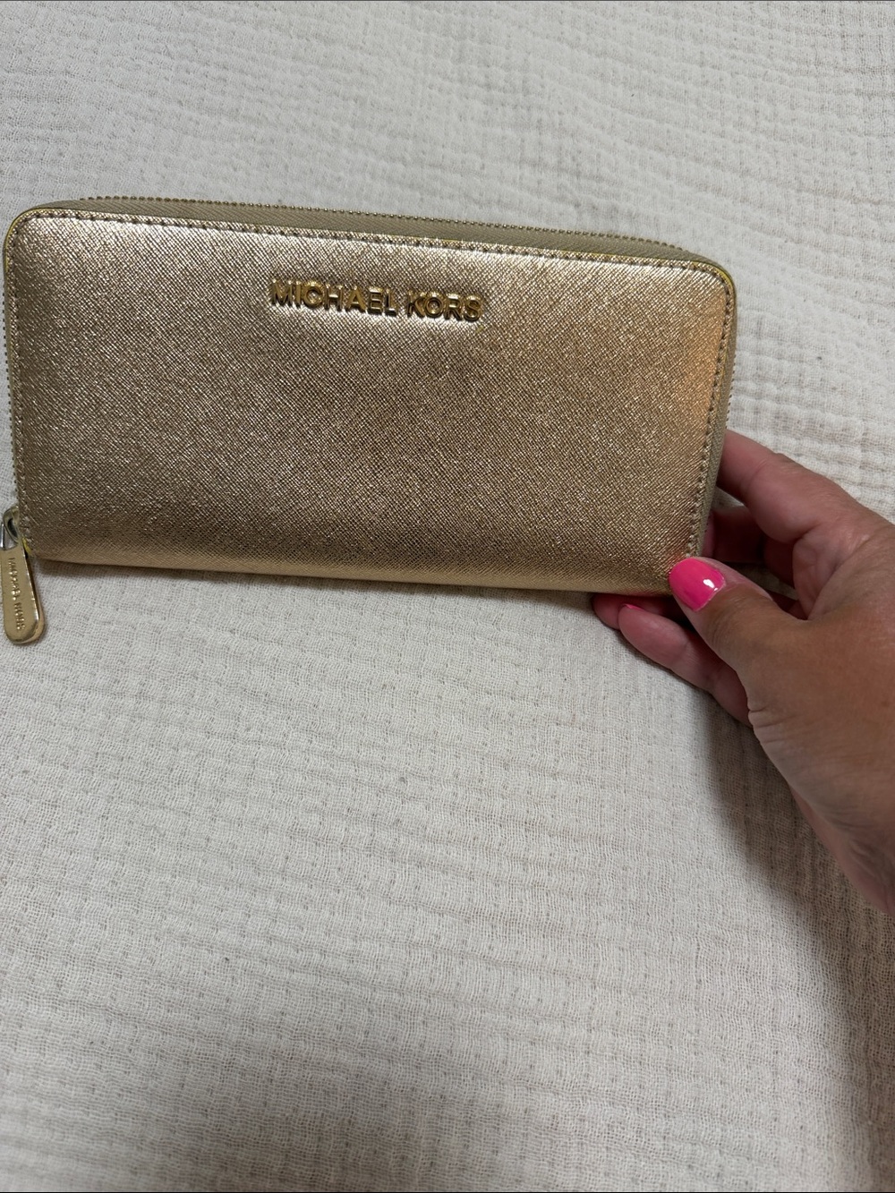 Michael Kors Metallic Gold Zip Wallet